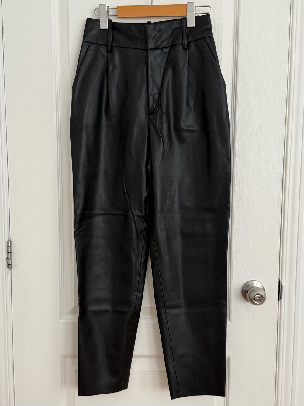 Zara High Waist Faux Leather Pants Black XS